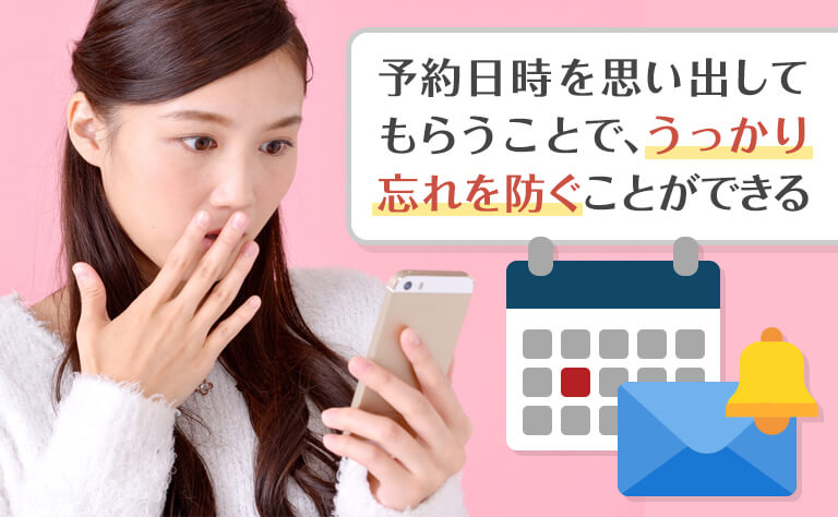 予約日時の前にリマインドをする
